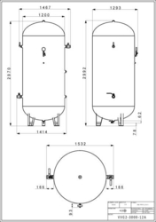 Stojatá tlaková nádoba s armaturami (vzdušník) 3000 l, 12 bar, galvanizovaná - VVG2-3000-12A